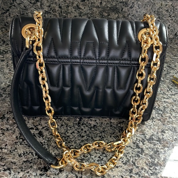 Authentic Moschino m logo monogram medium crossbody bag black and gold - Picture 7 of 16